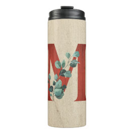 Rustige hout en eucalyptus Letter M Thermosbeker