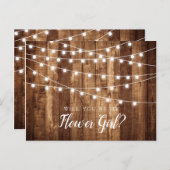 Rustige Hout- en Fairy Lights Bloemenmeisje-voorst Briefkaart (Voorkant / Achterkant)