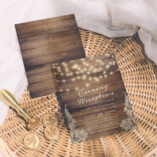 Rustige Hout en String Lights Evening Reception