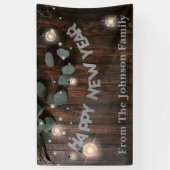 Rustige Hout- en String Lights - Nieuwe jaren oude Spandoek (Verticaal)