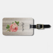 Rustige  hout Roze roze roze roze roze met naam Bagagelabel (Voorkant horizontaal)