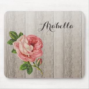 Rustige  hout Roze roze roze roze roze met naam Muismat