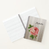 Rustige hout Roze roze roze roze roze met naam Notitieboek (Binnen)