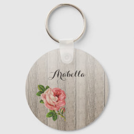 Rustige  hout Roze roze roze roze roze met naam Sleutelhanger