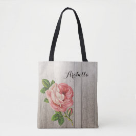 Rustige  hout Roze roze roze roze roze met naam Tote Bag