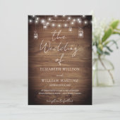 Rustige Hout String Lights Wedding QR Code RSVP Kaart