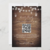 Rustige Hout String Lights Wedding QR Code RSVP Kaart