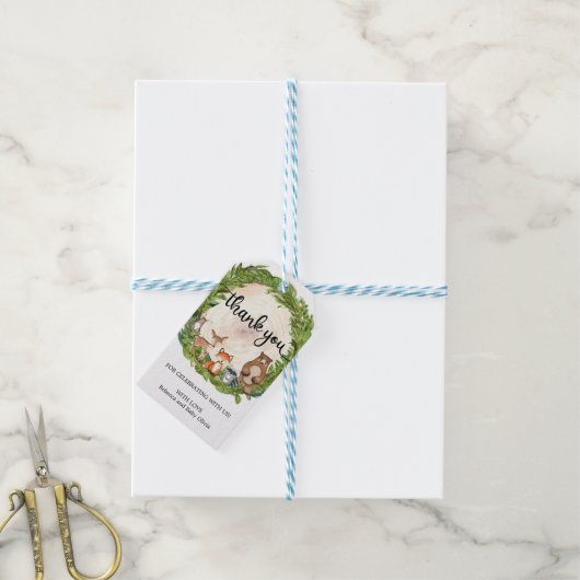 Rustige houtachtige houten stukken dank u label cadeaulabel (Met Touw)