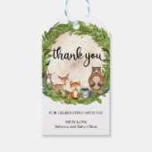 Rustige houtachtige houten stukken dank u label cadeaulabel (Voorkant)