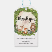 Rustige houtachtige houten stukken dank u label cadeaulabel (Achterkant)