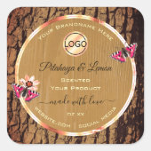 Rustige houtachtige korrelschors Logo Vierkante Sticker (Voorkant)