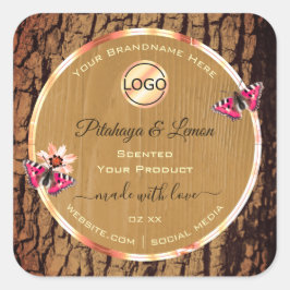 Rustige houtachtige korrelschors Logo Vierkante Sticker