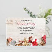 Rustige houtafbeelding met kerstfeestjes kaart (Staand voorkant)