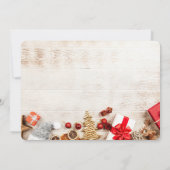 Rustige houtafbeelding met kerstfeestjes kaart (Achterkant)