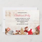 Rustige houtafbeelding met kerstfeestjes kaart (Voorkant)