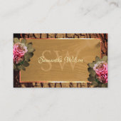 Rustige houtbomen Bark Blooming Roze Monogram Visitekaartje (Voorkant)