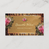 Rustige houtbomen Bark Floral Blooming Roze Rozen Visitekaartje (Voorkant)