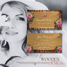 Rustige houtbomen Bark Floral Blooming Roze Rozen Visitekaartje