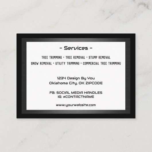 Rustige houtbomen visitekaartje (Achterkant)