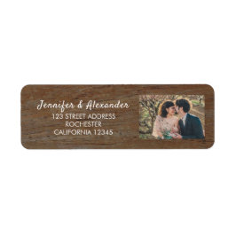 Rustige houtbride en bruidefotolandbruiloft etiket