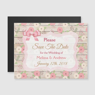 Rustige houtdraf roze sparen de Magnetten van de D Magnetische Uitnodiging