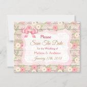 Rustige houtdraf roze sparen de Magnetten van de D Magnetische Uitnodiging (Voorkant)