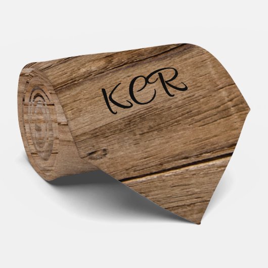 Rustige houteikenhout Moderne Initialen Stropdas (Opgerold)