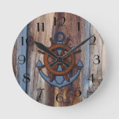 Rustige houten Anchor Nautical Wall klok (Voorkant)