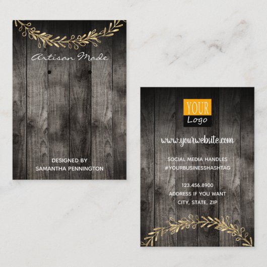 Rustige houten artistieke productkaarten voor het  visitekaartje (Voorkant / Achterkant)