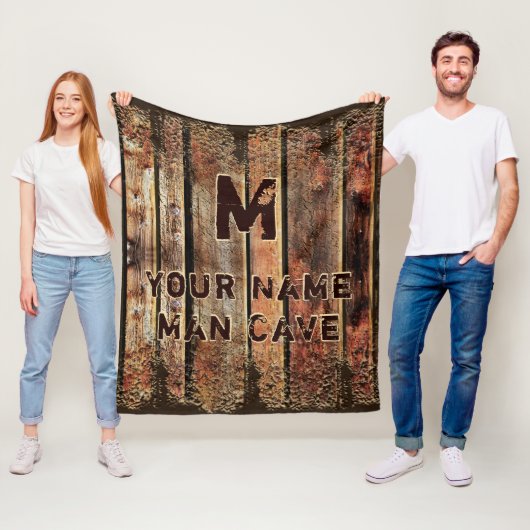 Rustige houten blik Gepersonaliseerde Man Cave Bla Fleece Deken (In situ)