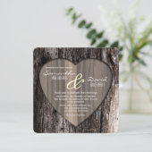 Rustige houten boomschors Heart Wedding Kaart (Staand voorkant)