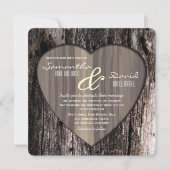 Rustige houten boomschors Heart Wedding Kaart (Voorkant)
