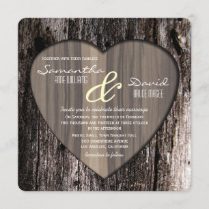 Rustige houten boomschors Heart Wedding Kaart