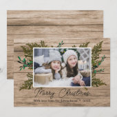 Rustige houten botanische kerstfoto feestdagenkaart (Voorkant / Achterkant)