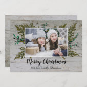 Rustige houten botanische kerstkaart (Voorkant / Achterkant)