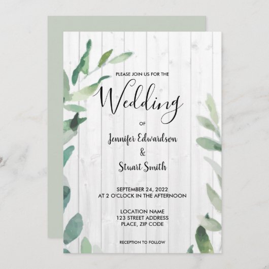 Rustige houten botanische waterverf vertrekt kaart (Voorkant / Achterkant)