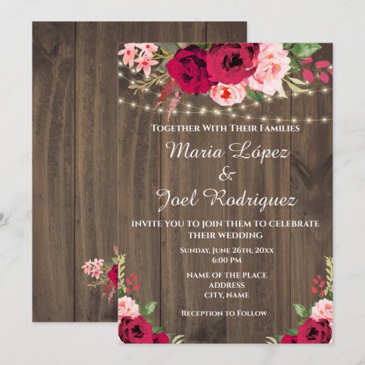 Rustige houten Bourgogne met  bodemverlichting Kaart (Voorkant / Achterkant)