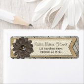 Rustige houten Button Fabric Flower & Shabby Burla Etiket (Insitu)