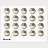 Rustige houten Button Fabric Flower & Shabby Burla Ronde Sticker (Vel)