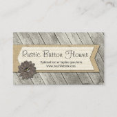 Rustige houten Button Fabric Flower & Shabby Burla Visitekaartje (Voorkant)