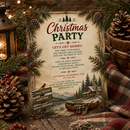 Rustige houten chalet Kerstfeest | Kaart