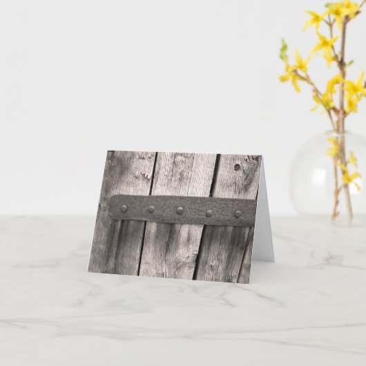 Rustige houten deur en scharnier kaart (Gele Bloem)