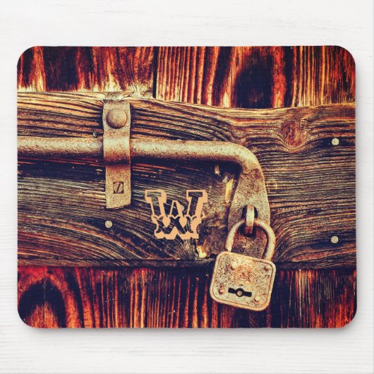 Rustige houten deur met antiek muisblok muismat (Voorkant)