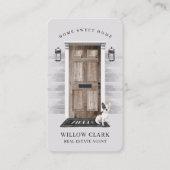 Rustige houten deur Real Estate French Bulldog Visitekaartje (Voorkant)
