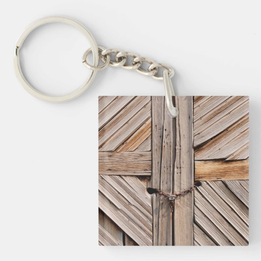 Rustige houten deur sleutelhanger (voorkant)
