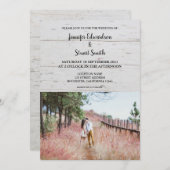 Rustige houten elegante bruiloft met fotoland kaart (Voorkant / Achterkant)