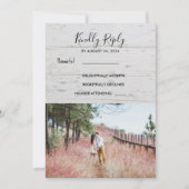 Rustige houten elegante foto RSVP country Wedding Kaart (Voorkant)