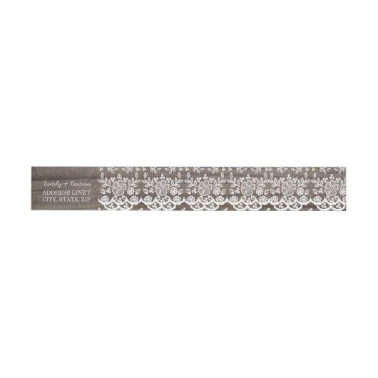 Rustige houten en kant rond adreslabel wikkel (Individueel)