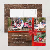 Rustige houten en kerstvlokken | 3 Foto-collage Briefkaart (Voorkant / Achterkant)