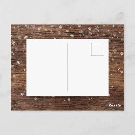 Rustige houten en kerstvlokken | 3 Foto-collage Briefkaart (Achterkant)